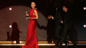 Zoe Saldaña aux Critics Choice Awards le vendredi 7 février 2025, à Santa Monica.