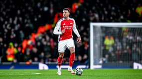 Gabriel Magalhaes, pendant le match Arsenal - PSV en Ligue des Champions, le 12 mars 2025