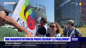 Strasbourg: une manifestation de professeurs devant le parlement européen