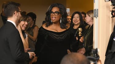 Oprah Winfrey lors de la cérémonie des Golden Globes, le 7 janvier 2018, à Los Angeles.