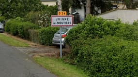Le panneau de la commune Juigné-des-Moutiers, en Loire-Atlantique, 2019