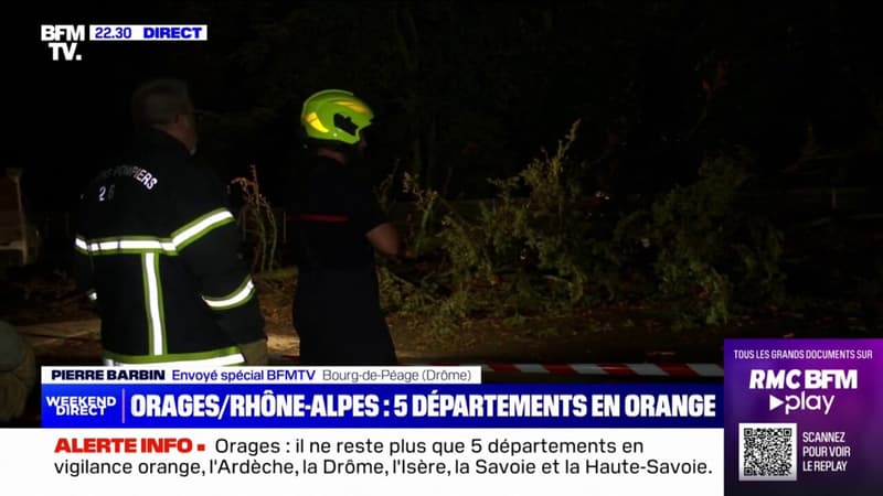 Orages dans la Drôme: à Bourg-de-Péage, les pompiers interviennent délogent les arbres arrachés par la tempête