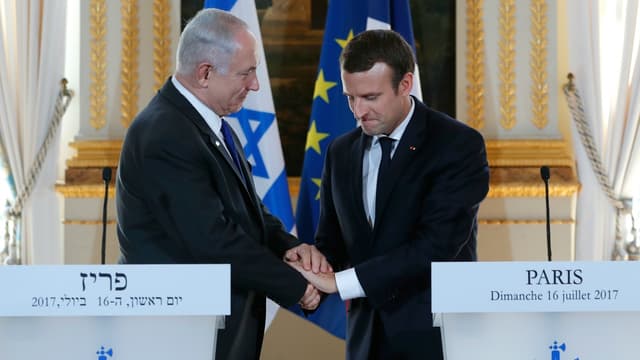 Emmanuel Macron et Benjamin Netanyahu.