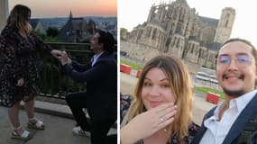 Julie et Léo après leur demande en mariage.