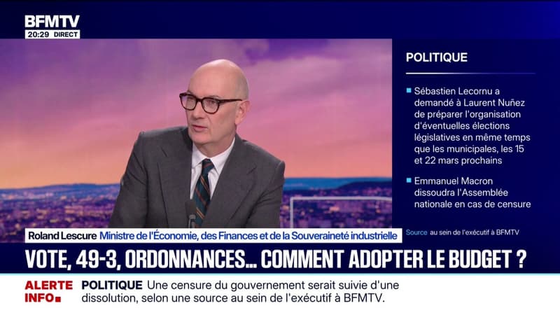 "Si on n'a pas d'accord sur le budget [...] on n'aura sans doute pas de gouvernement à la fin", déclare Roland Lescure, ministre de l'Économie