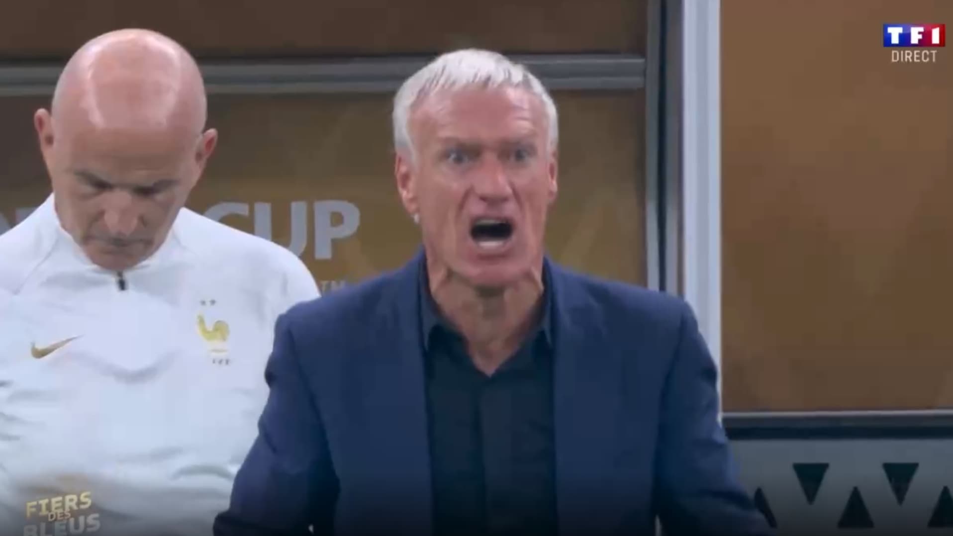 Didier Deschamps s'énervant après Marcus Thuram durant France-Argentine Didier Deschamps s'énervant après Marcus Thuram durant France-Argentine