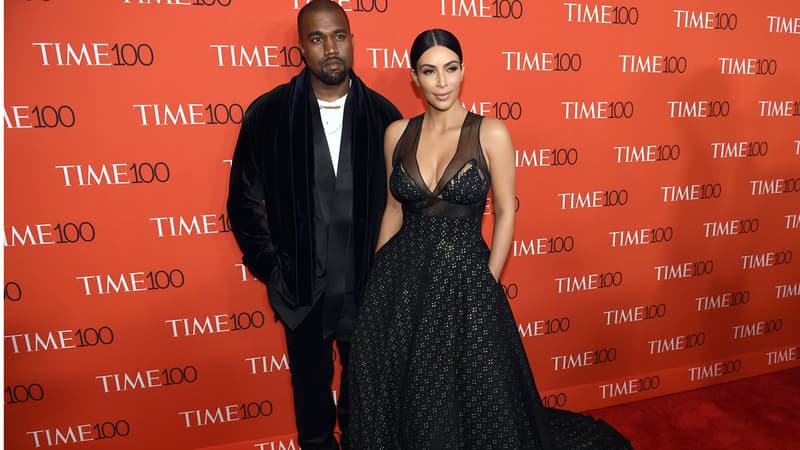 Kanye West et Kim Kardashian lors d'une soirée organisée par le Time. Ils font partie des 100 personnalités les plus influentes au monde