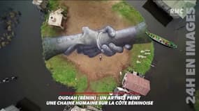 Quand un artiste peint une chaine humaine sur la cote béninoise