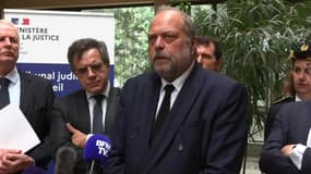 Le garde des Sceaux Eric Dupond-Moretti en déplacement au tribunal judiciaire de Créteil, dans le Val-de-Marne, le 1er juillet 2023.