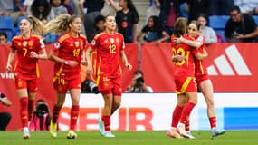 Les joueuses de l'Espagne lors d'un match face à l'Angleterre, le 3 juin 2025.