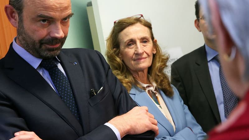 Edouard Philippe et Nicole Belloubet rencontrant des magistrats le 9 mars 2018.