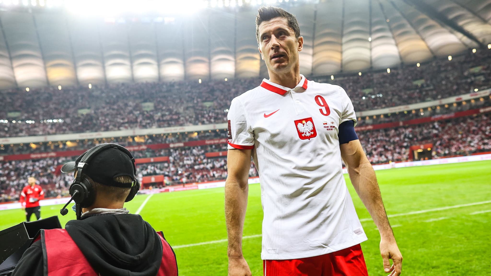 Robert Lewandowski avec la Pologne le 8 septembre 2021 Robert Lewandowski avec la Pologne le 8 septembre 2021