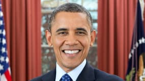 Photographie officielle du président américain Barack Obama pour son second mandat, prise dans le Bureau ovale de la Maison Blanche.