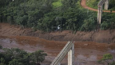 Vue aérienne du site de l'entreprise minière Vale, près de la ville de Brumadinho au Brésil, après l'effondrement d'un barrage le 25 janvier 2019.