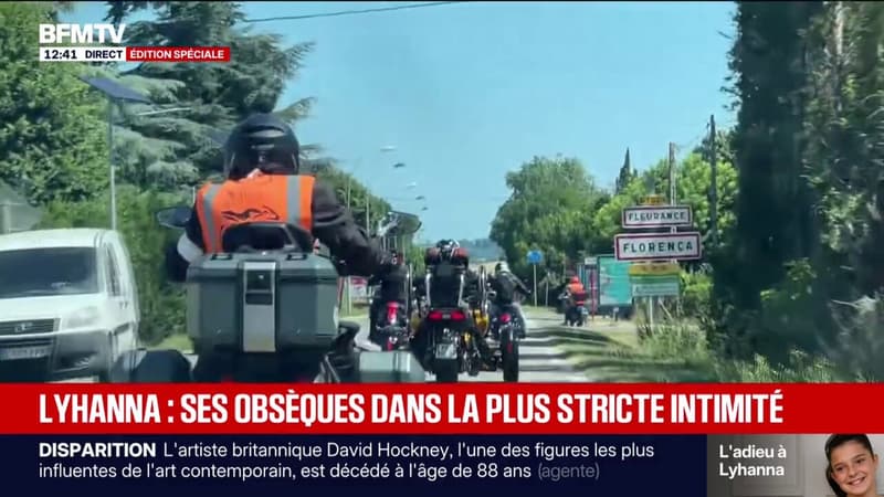 Un cortège de motard rend hommage à Lyhanna peu de temps avant les obsèques de la collégienne à Fleurance