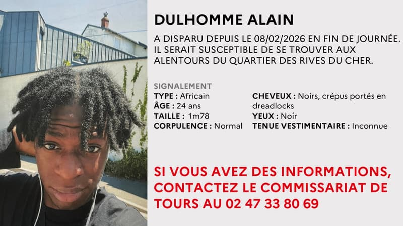 Un appel à témoins lancé par la police pour retrouver Alain Dulhomme, 24 ans, disparu en Indre-et-Loire
