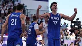 Jules Rambaut et les basketteurs français du 3x3, le 5 août 2024