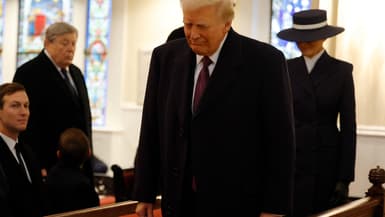 Le président élu des États-Unis, Donald Trump, arrive à l'église St. John's dans le cadre des cérémonies d'investiture, le 20 janvier 2025 à Washington, DC.