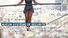 Une funambule traverse la butte Montmartre à 35 mètres du sol