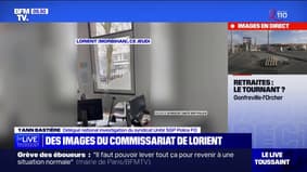 Retraites: les images du commissariat de Lorient vandalisé par des manifestants