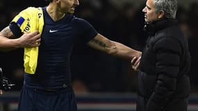 Zlatan Ibrahimovic et José Mourinho lors du match allert