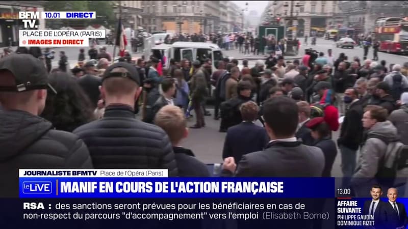 Ultradroite: manifestation en cours de l'Action française place de l'Opéra à Paris
