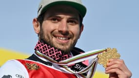 Mathieu Faivre champion du monde du géant, à Cortina d'Ampezzo en Italie, le 19 février 2021