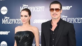 Brad Pitt et Angelina Jolie mercredi soir, avant la première de "Maléfique", le dernier film avec Angelina Jolie.