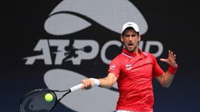 Le numéro 1 mondial du classement masculin, le Serbe Novak Djokovic, le 2 février 2021, lors de l'ATP Cup à Melbourne (Australie). 