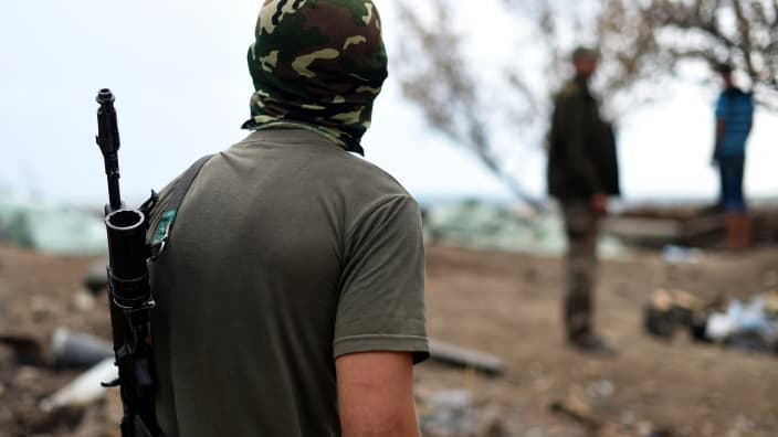 Un combattant pro-russe à Troitsko-Khartsyzk, à 30 kilomètres de Donetsk, le 28 août 2014. (photo d'illustration)