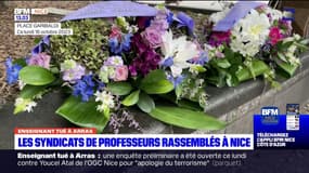Les syndicats de professeurs rassemblés à Nice pour rendre hommage à Dominique Bernard, professeur tué à Arras