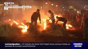 Colère des agriculteurs: un feu de paille allumé devant la préfecture et le conseil départemental