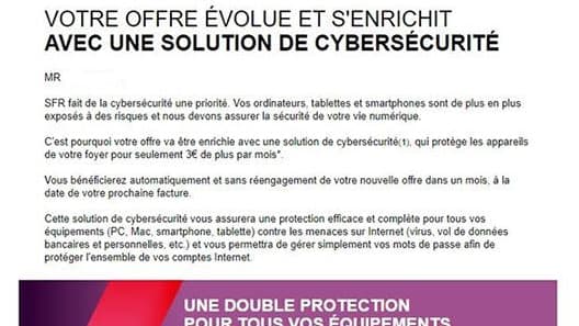 Le mail reçu par certains abonnés SFR. 
