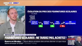 Fournitures scolaires: "Dès le début du mois de septembre, les prix explosent", observe Noé Bauduin, chargé d'étude à l'UFC-Que Choisir