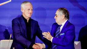 Didier Deschamps et Noël Le Graët lors d'une Assemblée générale de la FFF en décembre 2023