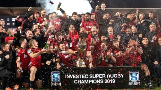 Les Crusaders sacrés champions du Super Rugby aux dépens des Jaguares argentins à Christchurch, le 6 juillet 2019