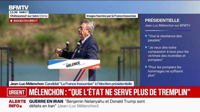 "La maison France, la République, se disloque et elle brûle", estime Jean-Luc Mélenchon, candidat LFI à la présidentielle