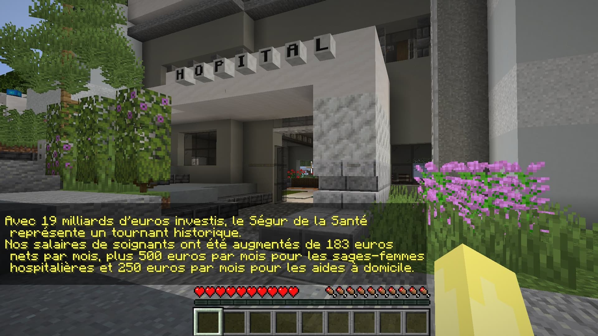 Capture d'écran du serveur Minecraft de la campagne d'Emmanuel Macron