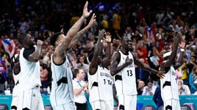 Les sud-Soudanais après leur victoire contre Porto Rico le 28 juillet 2024.