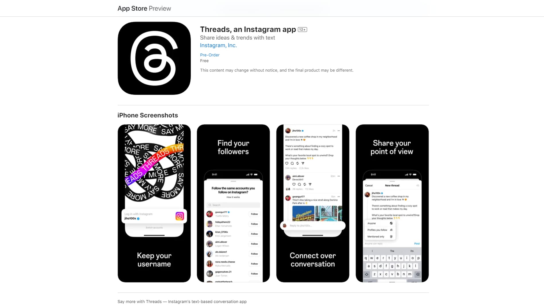 L'application Threads, le Twitter de Facebook, est désormais affiché au sein de l'App Store américain. L'application Threads, le Twitter de Facebook, est désormais affiché au sein de l'App Store américain.