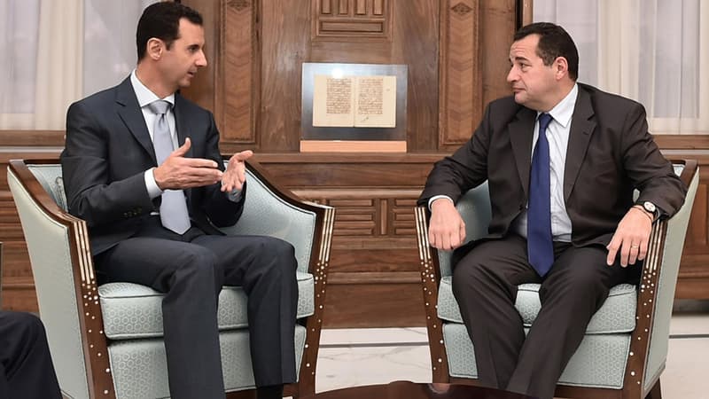 Bachar al-Assad et Jean-Frederic Poisson, le 28 octobre 2015, à Damas.