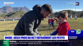 Digne-les-Bains: deux joueurs du RCT font un entraînement avec les enfants