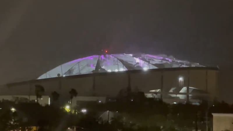 Ouragan Milton: les images du toit du stade de St. Petersburg endommagé par les rafales de vent