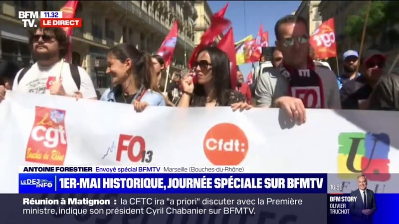 1er-Mai: les syndicats unis à Marseille contre la réforme des retraites