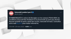 L'université Lyon 2 est à nouveau bloquée ce mercredi.