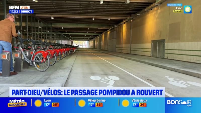 Lyon: à la gare Part-Dieu, le passage Pompidou a rouvert pour les vélos et les piétons