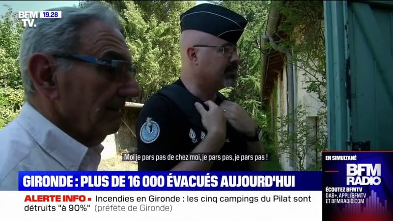 Incendies en Gironde: à Landiras, les gendarmes et le maire évacuent les habitants du village