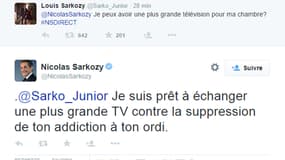 Nicolas Sarkozy répond à son fils sur twitter (capture d'écran)
