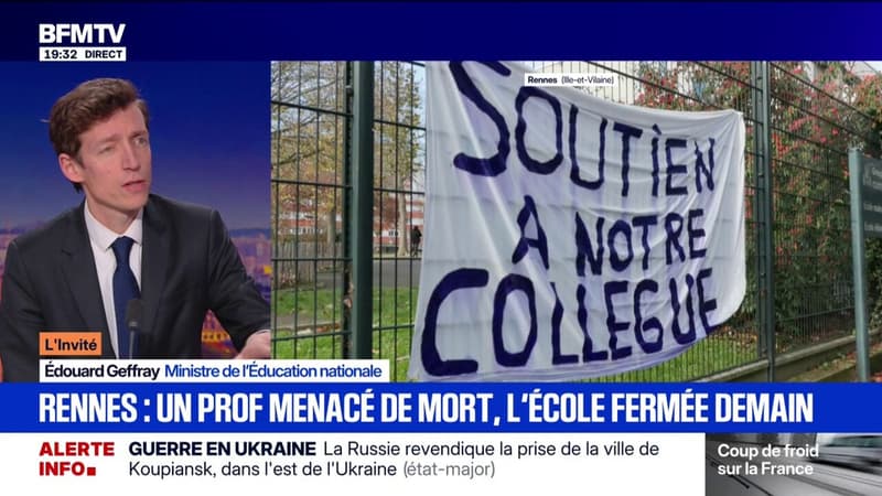 Enseignant menacé à Rennes : "C'est inadmissible, on ne touche pas à un professeur", s'indigne le ministre de l'Éducation nationale, Édouard Geffray