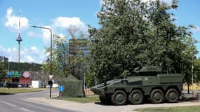 Un char près du lieu du sommet de l'Otan à Vilnius, en Lituanie, le 9 juillet 2023.